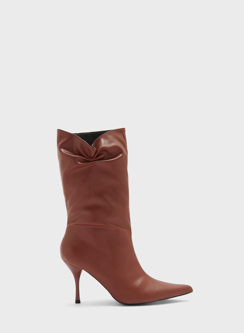 Ruched Pointed Stiletto Boot