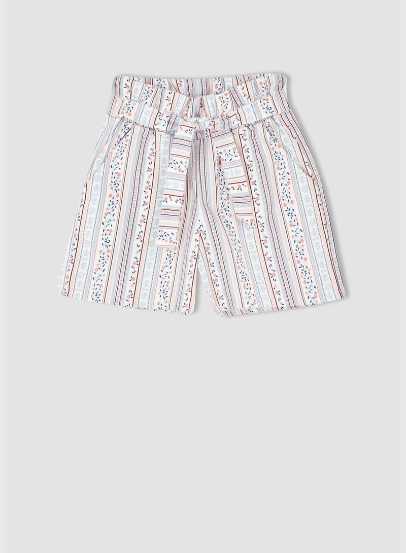 Paperbag Fit Belted Striped Short