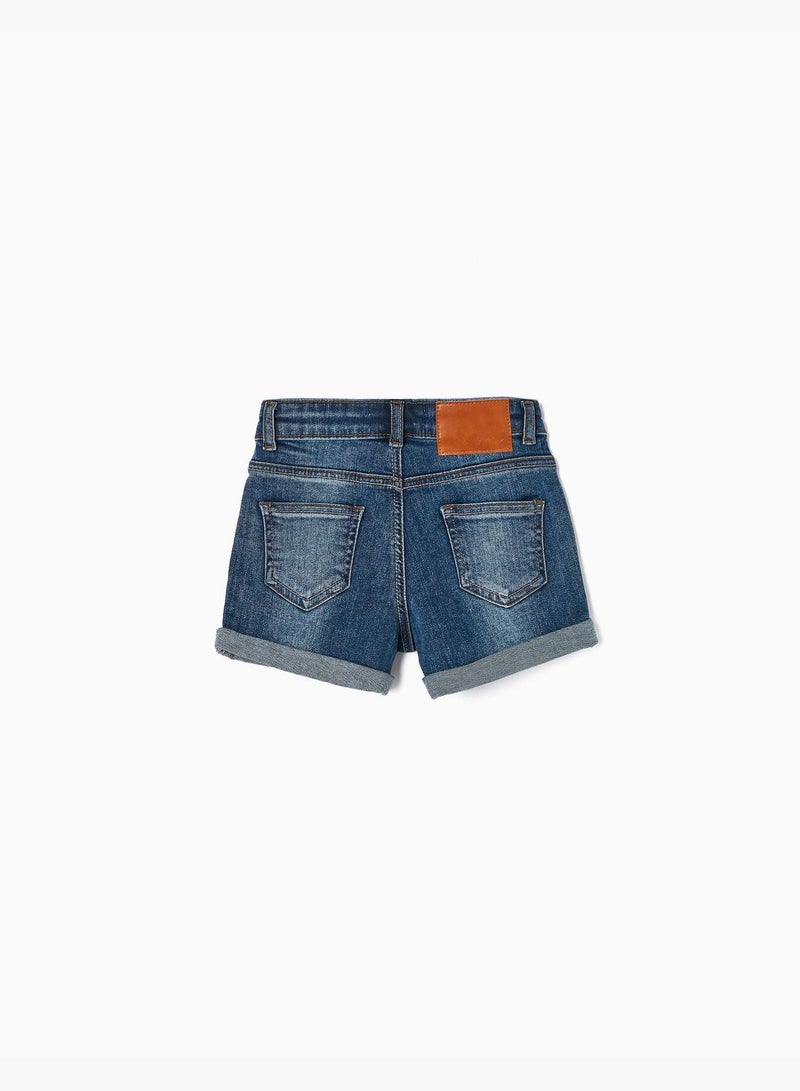 Zippy Cotton Denim Shorts For Girls