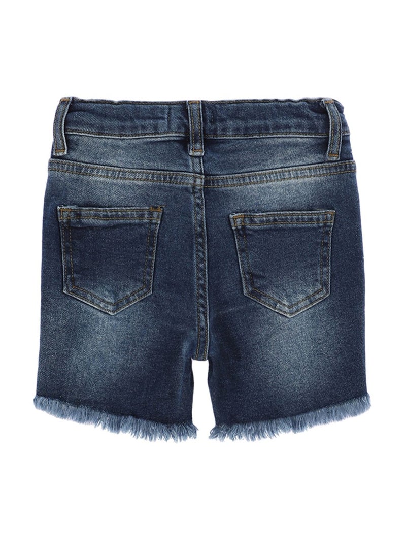Kids Embroidered Flamingo Denim Shorts