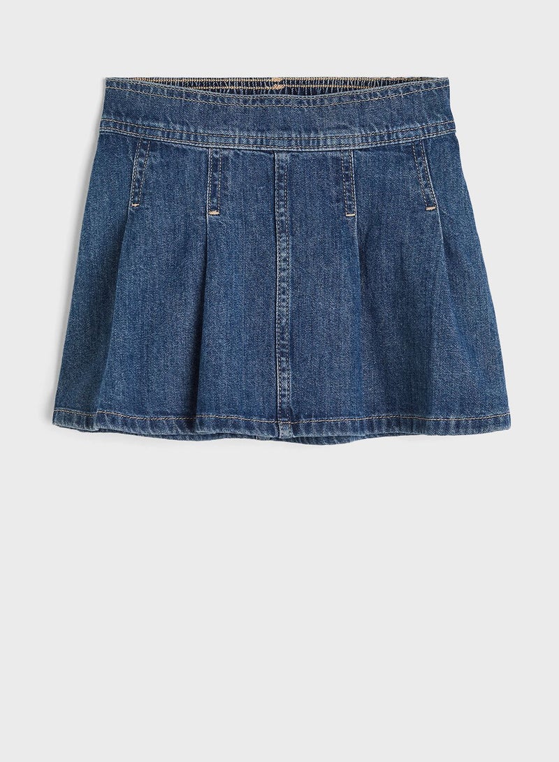 Kids Pleated Denim Skirt
