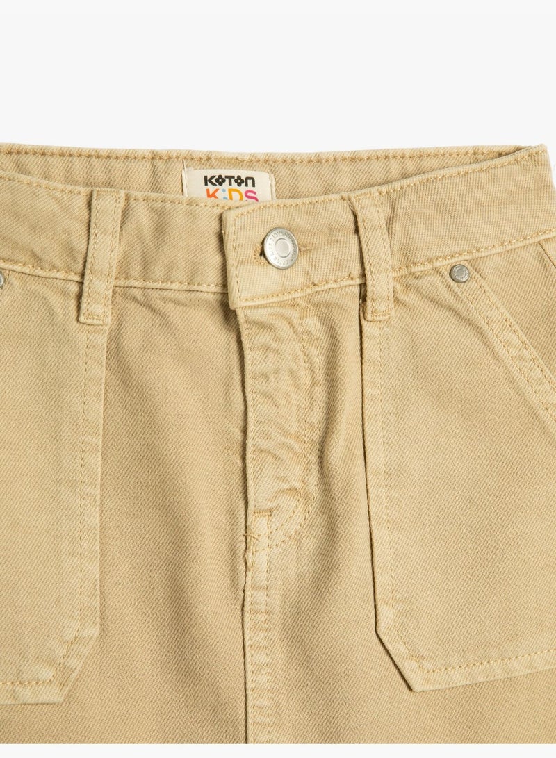 Mini Jean Skirt Pocket Detail Button Closure Cotton