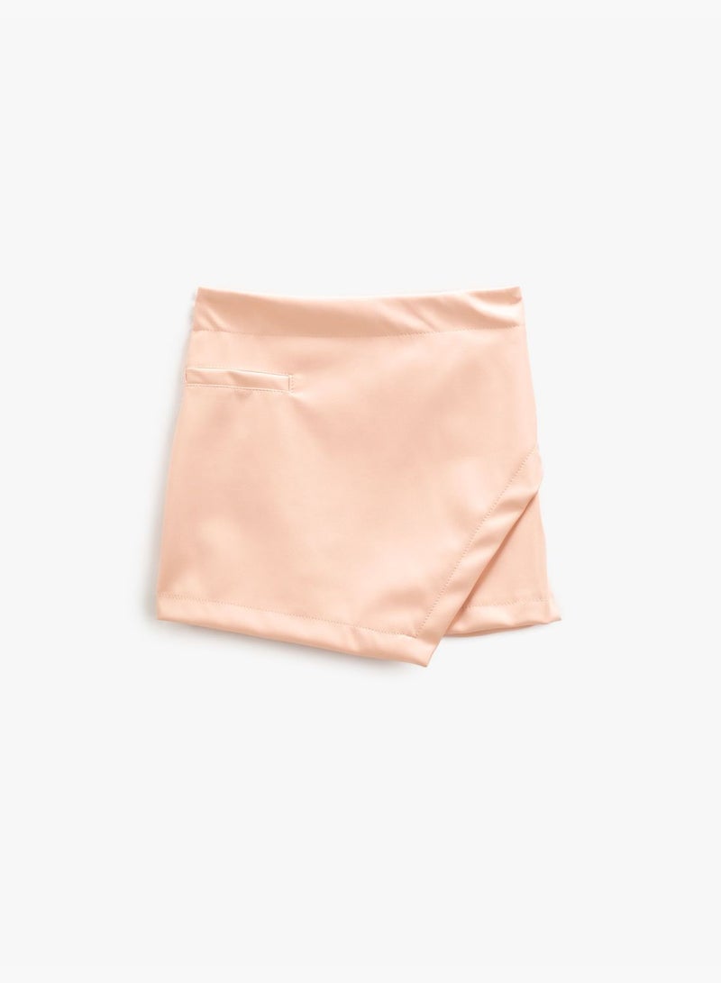 Mini Skirt Faux Leather Envelop Asymmetric Cut
