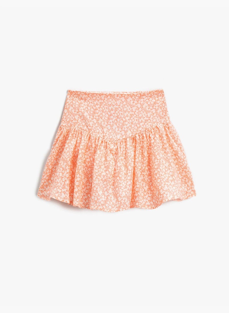 Floral Mini Skirt Ruffle