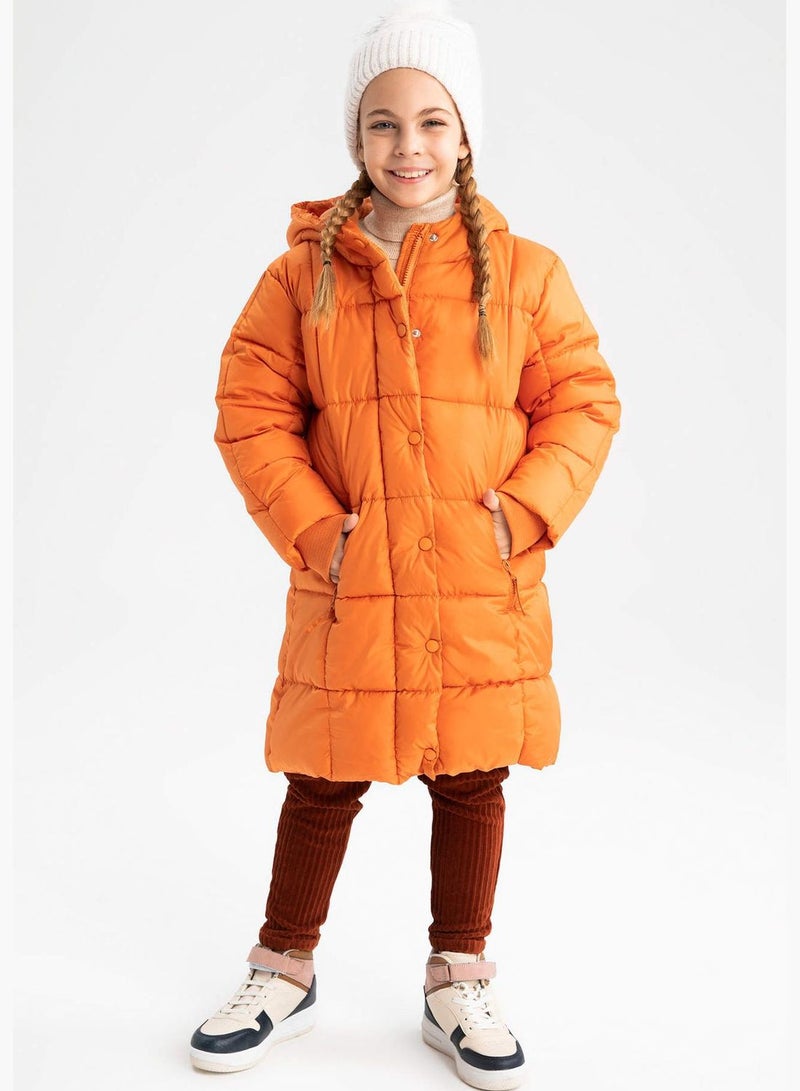 Girl Hooded Long Sleeve Coat