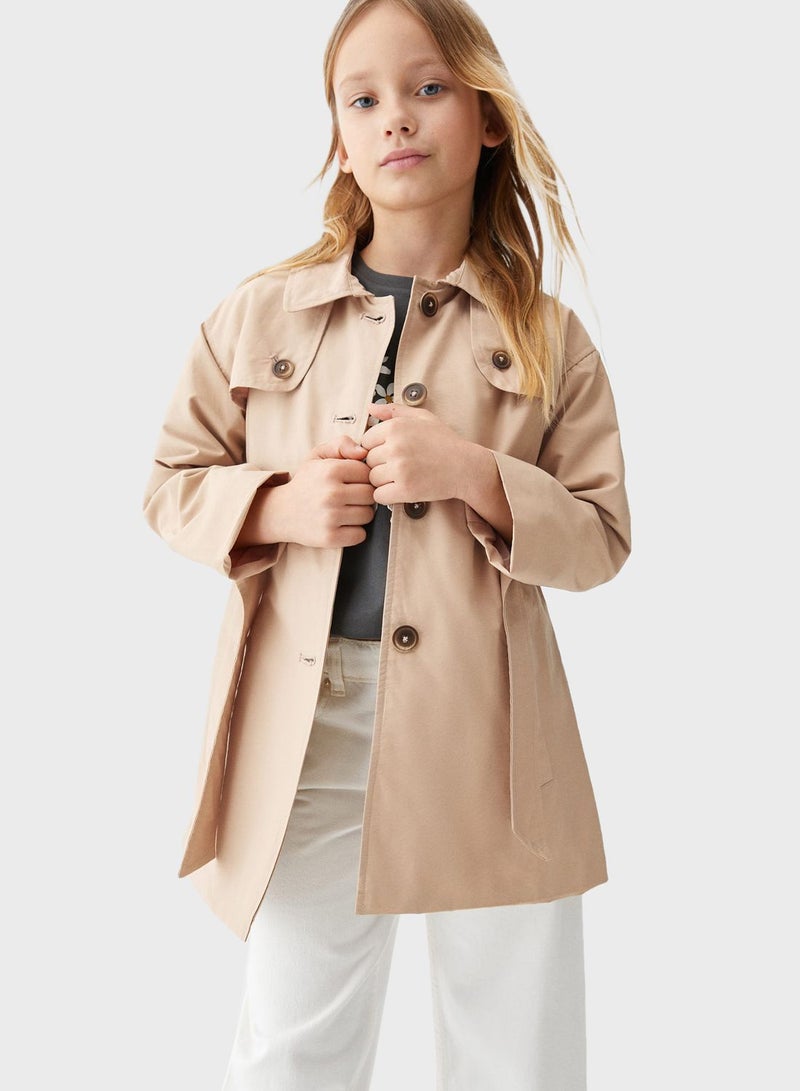 Kids Belted Trench Coat