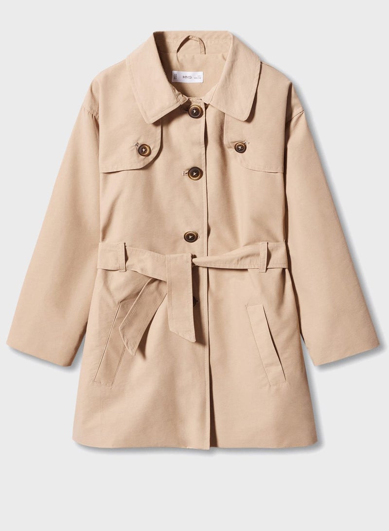Kids Belted Trench Coat
