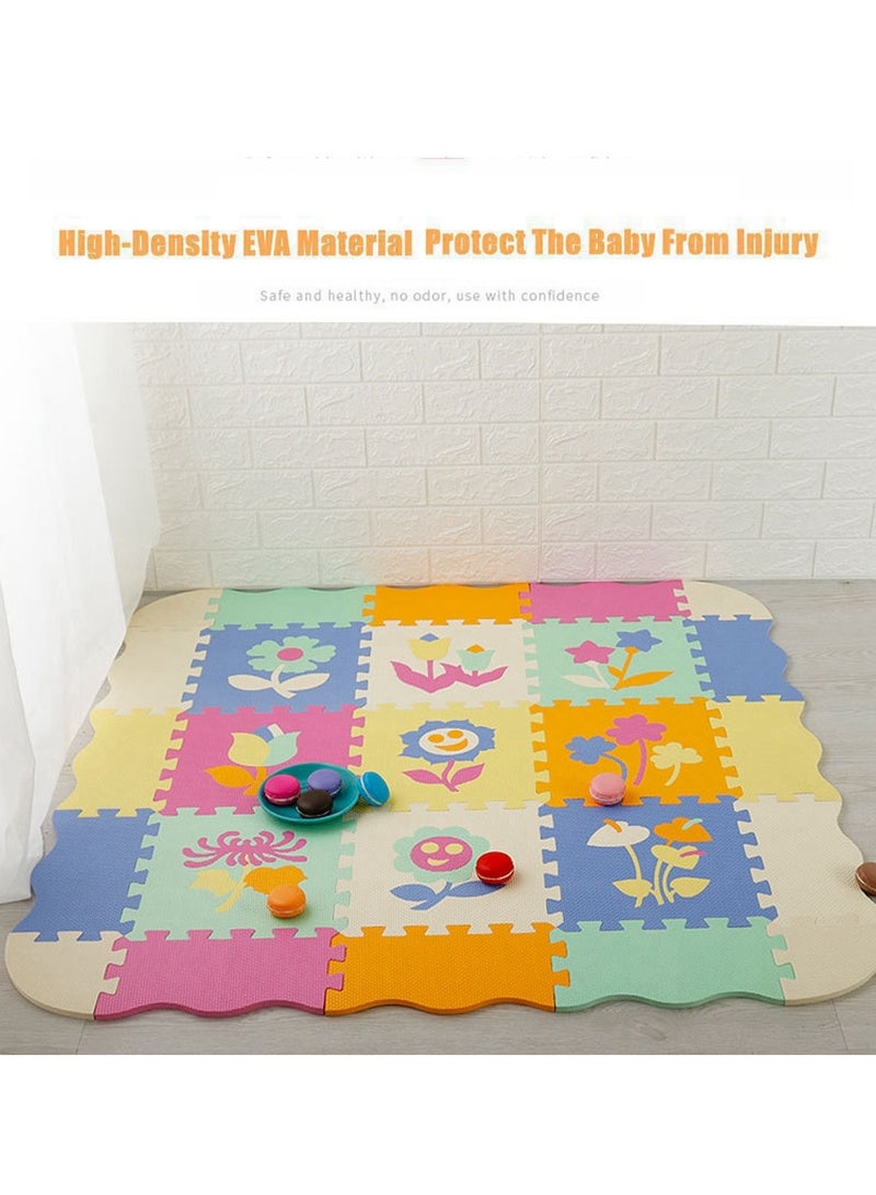 COOLBABY Fun Small Toys Baby Play Mat with Fence Baby Play Mat EVA Foam Puzzle Mat Set of 25 Waterproof Baby Crawl Mats for Home Playroom Perfect Toddler Playroom Crawling Play Mats