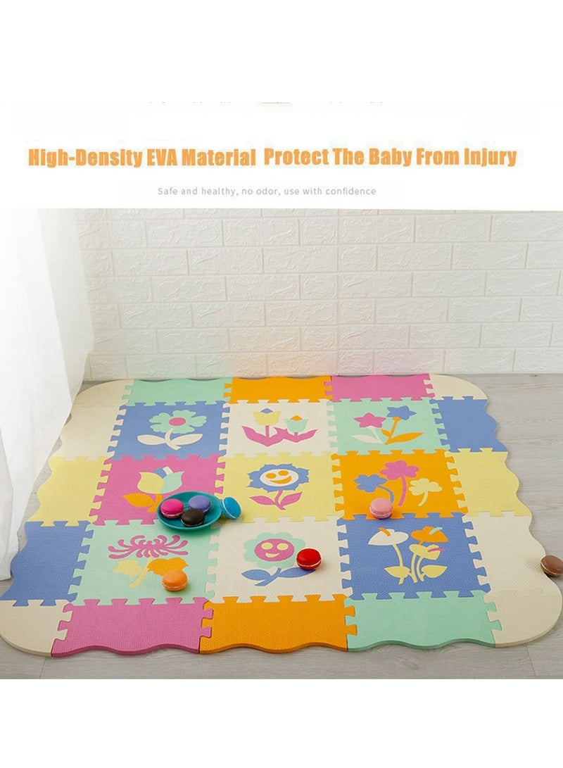 COOLBABY Fun Small Toys Baby Play Mat with Fence Baby Play Mat EVA Foam Puzzle Mat Set of 25 Waterproof Baby Crawl Mats for Home Playroom Perfect Toddler Playroom Crawling Play Mats