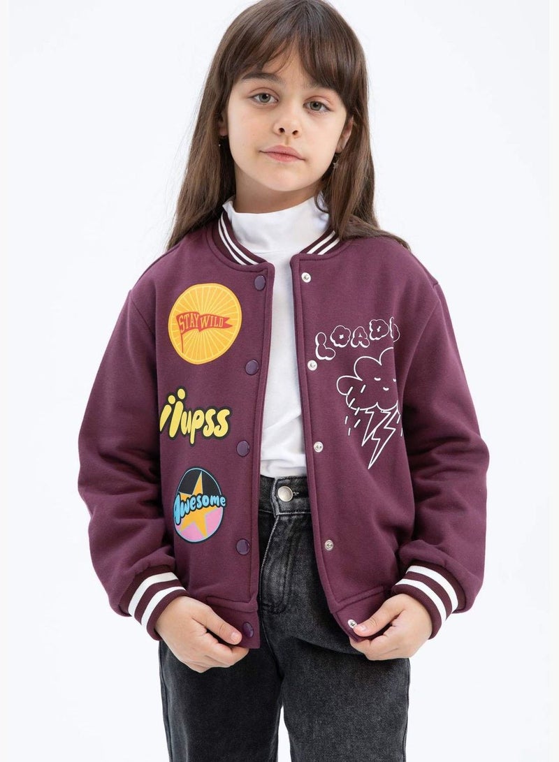 Girl Bomber Turtle Neck Long Sleeve Knitted Cardigan