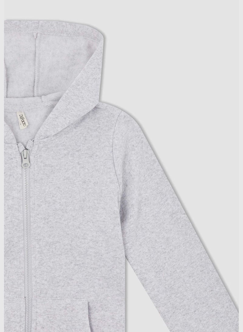 Girl Regular Fit Hooded Long Sleeve Knitted Cardigan