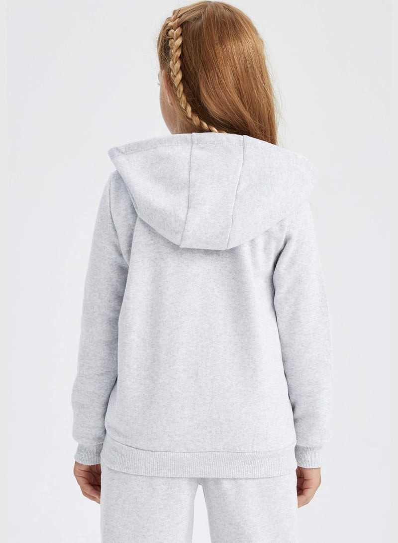 Girl Regular Fit Hooded Long Sleeve Knitted Cardigan