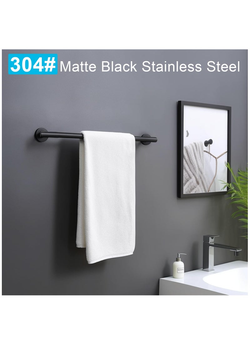 Towel Bar, 17 Inch Matte Black Stainless Steel Single Towel Racks for Bathroom Kitchen Hand Towel Holder Dish Cloths Hanger Waterproof Wall-Mounted Towel Bar