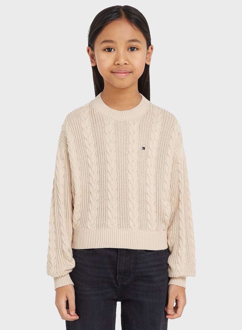 Youth Cropped Crew Neck Sweater