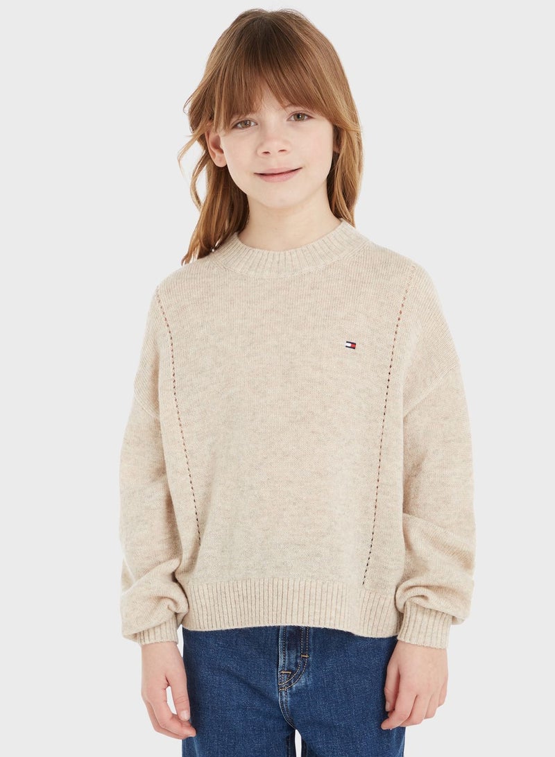 Kids Monogram Soft Wool Sweater