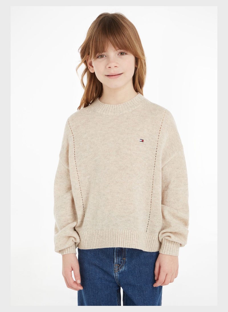 Kids Monogram Soft Wool Sweater