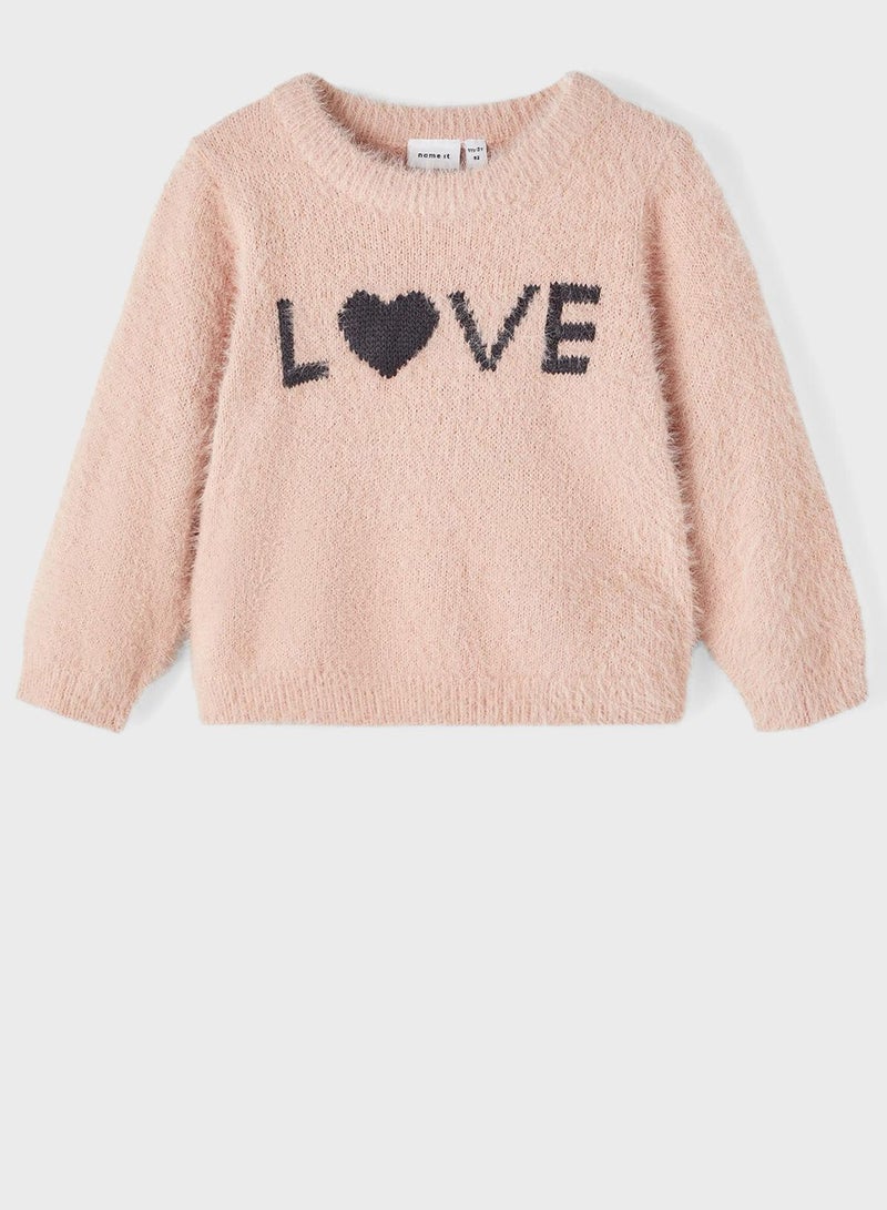 Kids Text Print Knitted Sweater