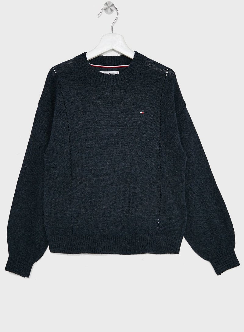 Youth Monogram Soft Wool Sweater