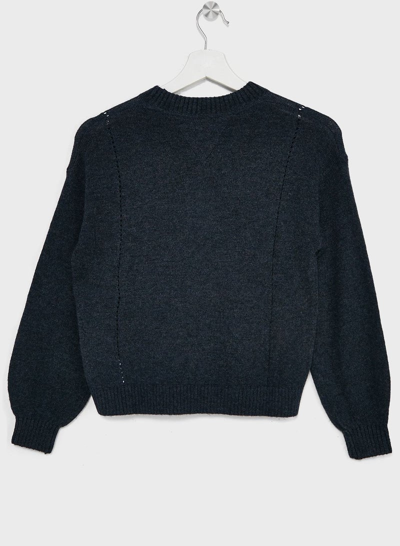 Youth Monogram Soft Wool Sweater