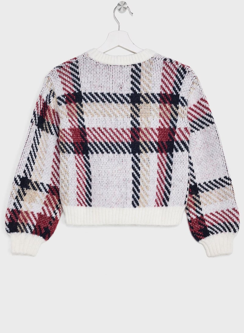 Kids Checked Knitted Sweater