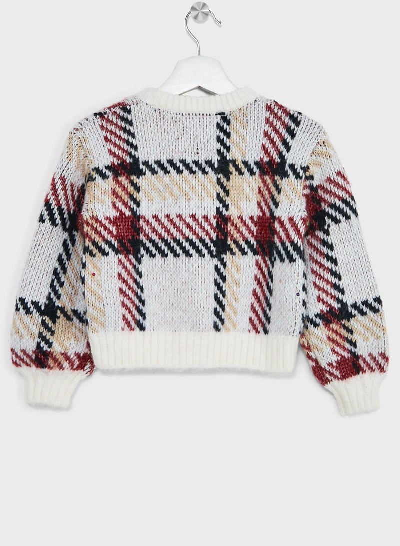Kids Checked Knitted Sweater