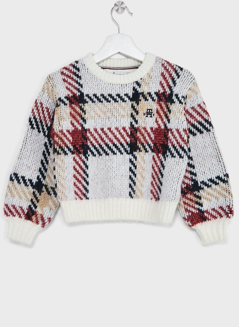 Kids Checked Knitted Sweater