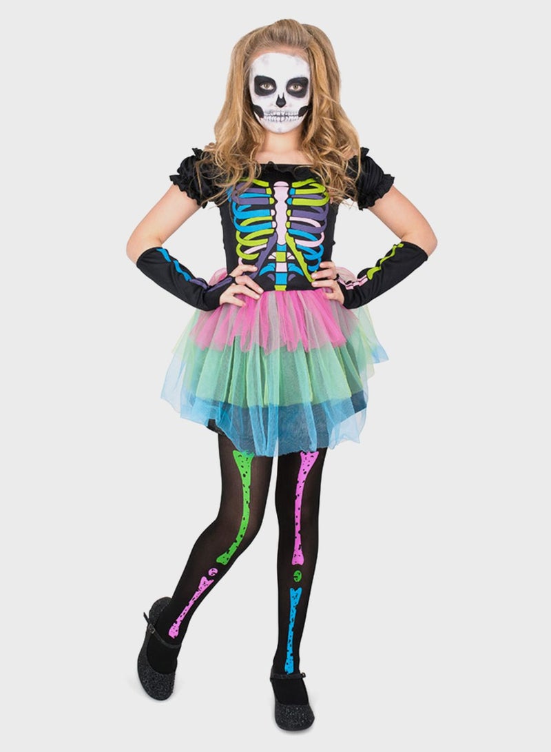 Kids Neon Skeleton Tutu Costume