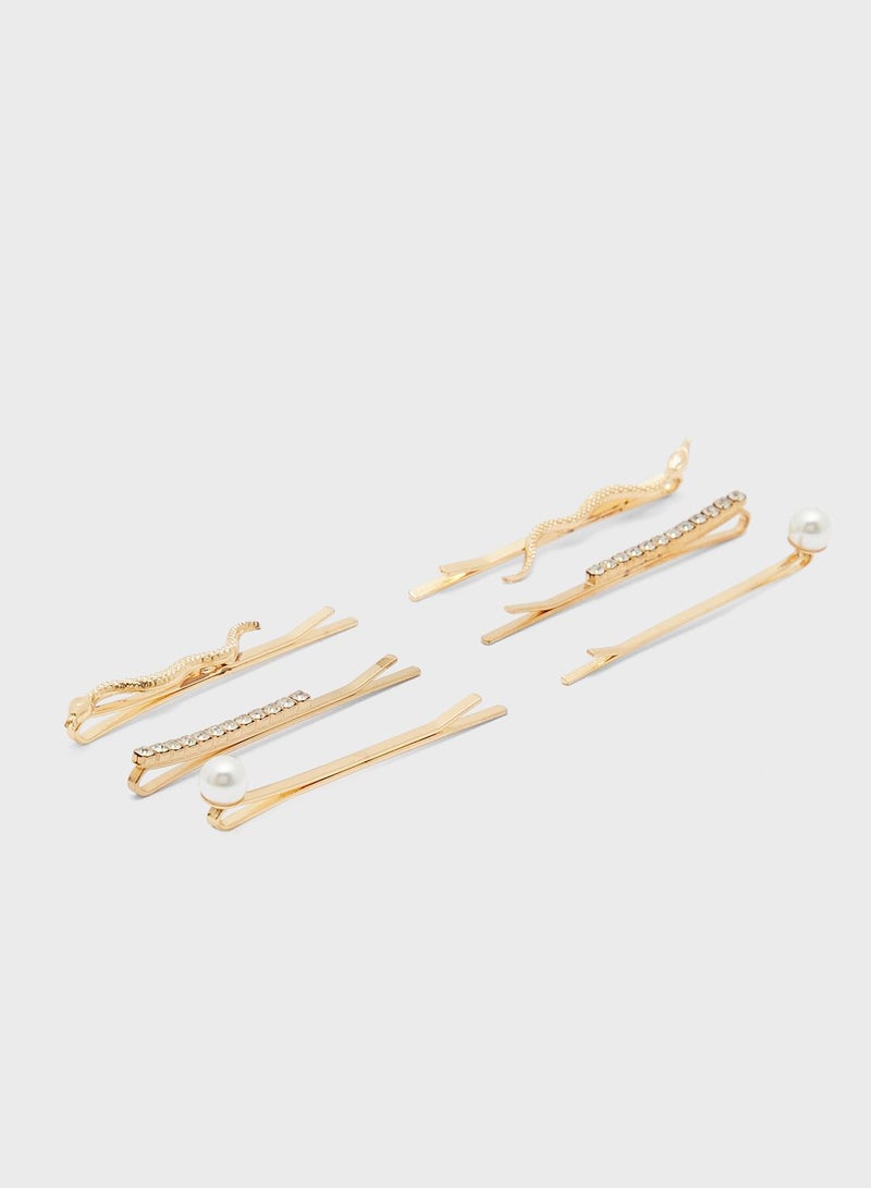 Kids 6 Pack Snake Rhinestone Clips