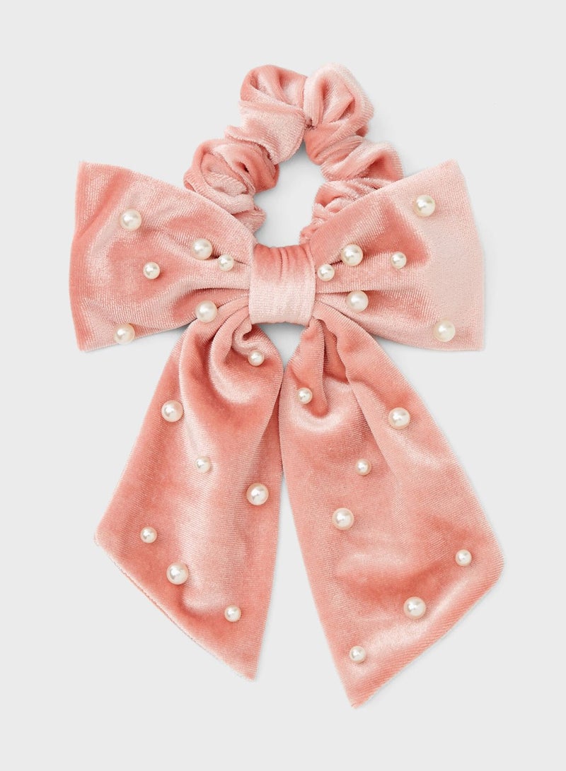 Kids Pink Pearl Scrunchie