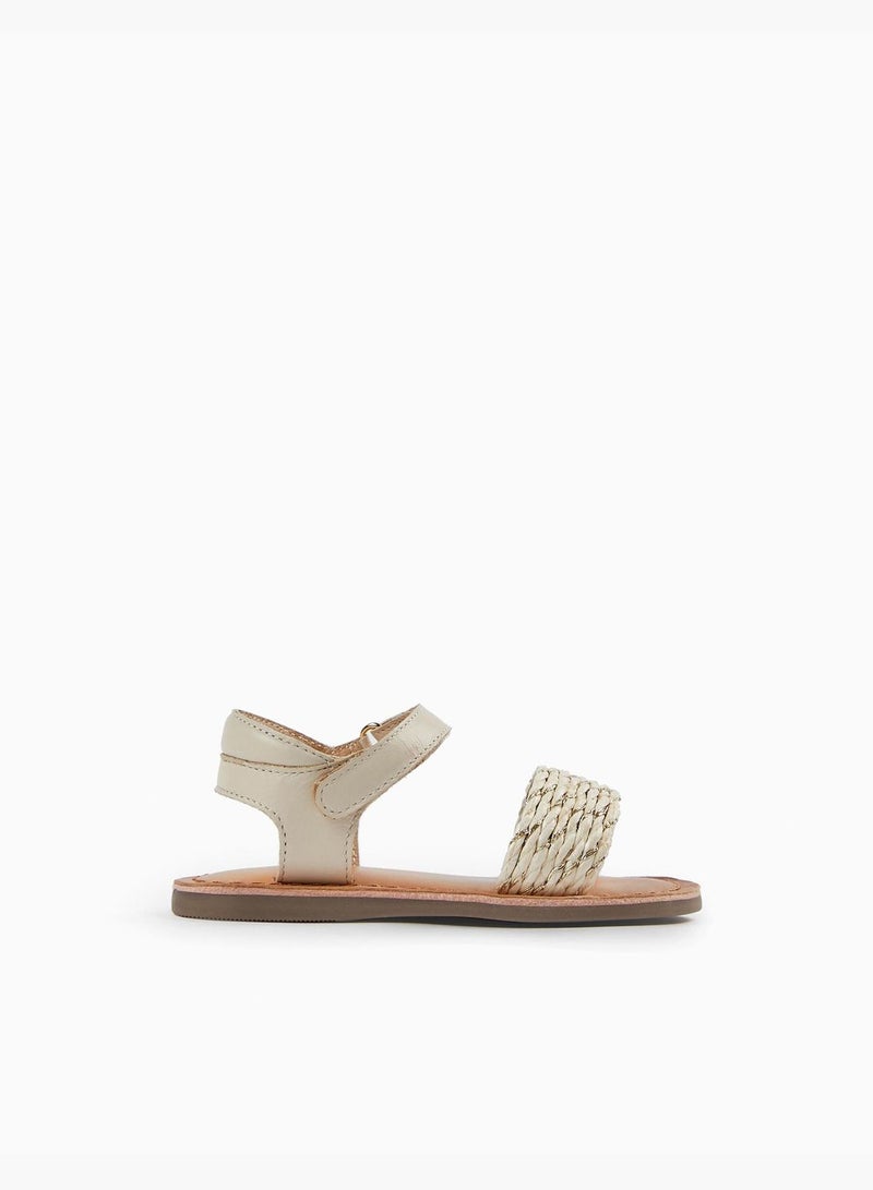 Zippy Leather Sandals With Jute For Baby Girls