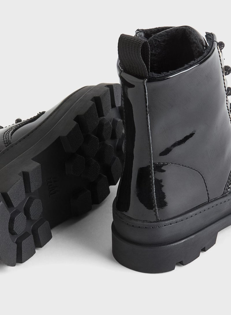 Kids Warm Lined Lace Up Boots