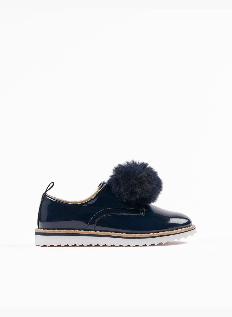 ZIPPY Patent Shoes With Pompom For Girls