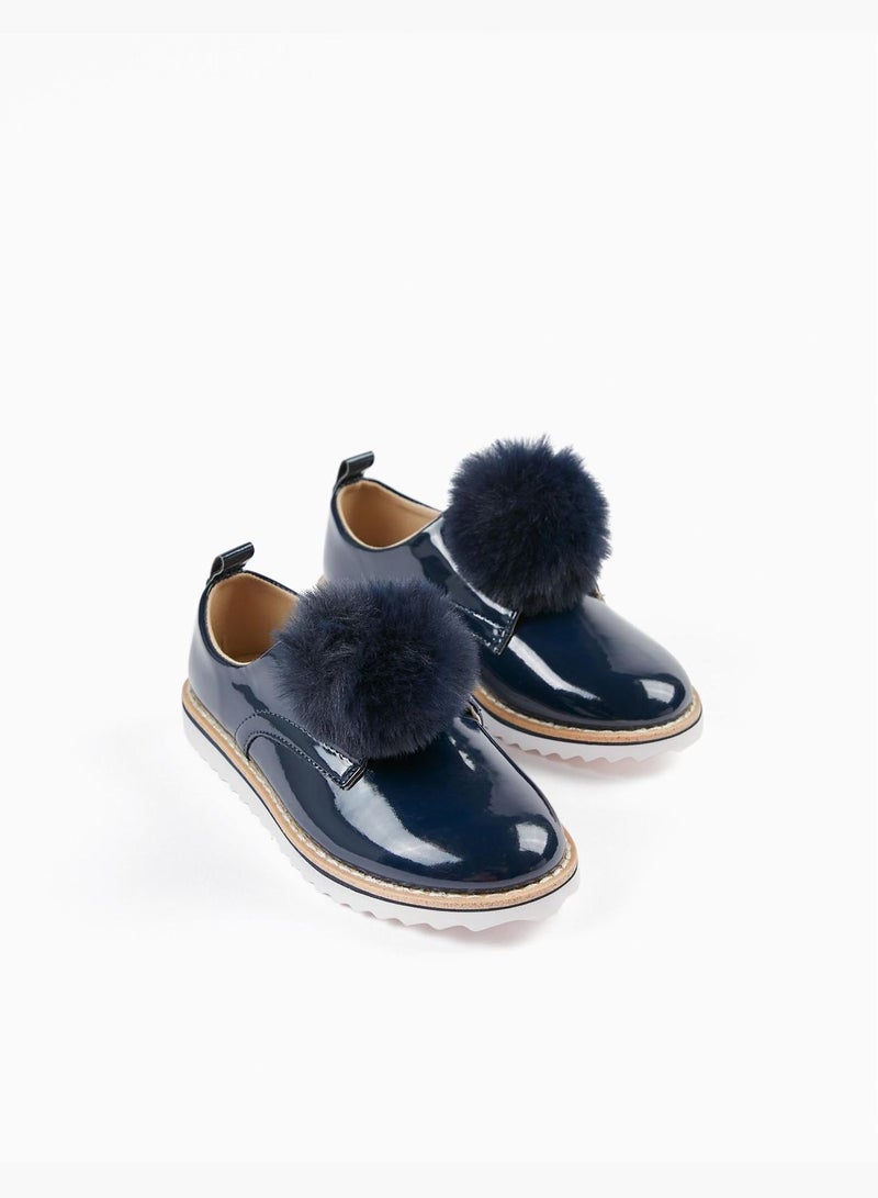 ZIPPY Patent Shoes With Pompom For Girls