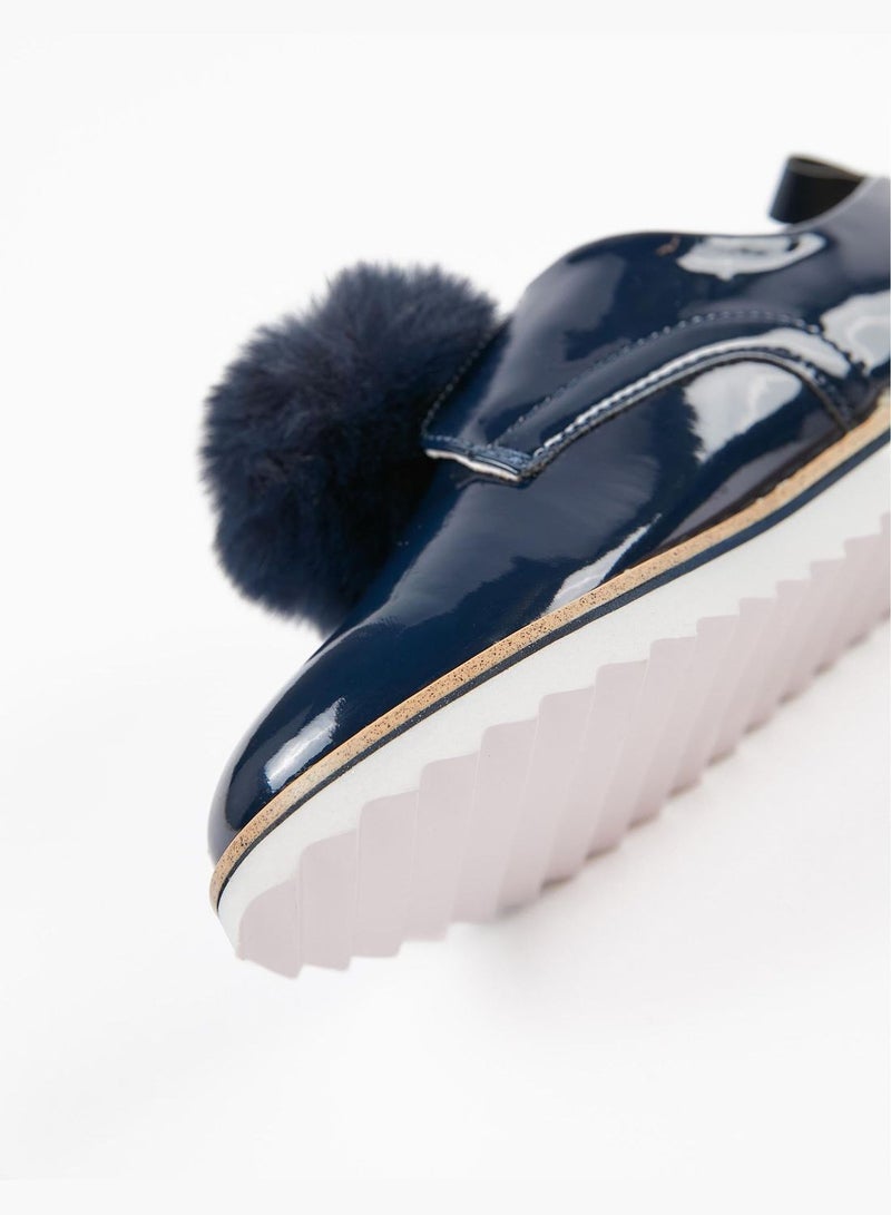 ZIPPY Patent Shoes With Pompom For Girls