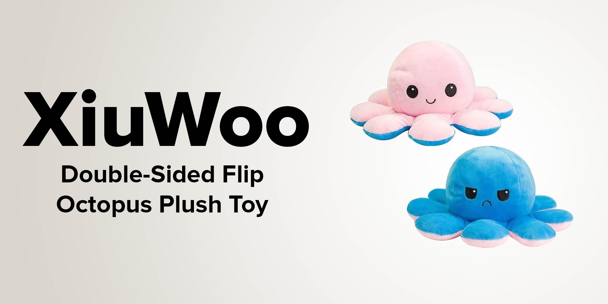 Non-Toxic Soft Double-Sided Flip Octopus Plush Toys With Different Expression On Both Side 20x10x10cm