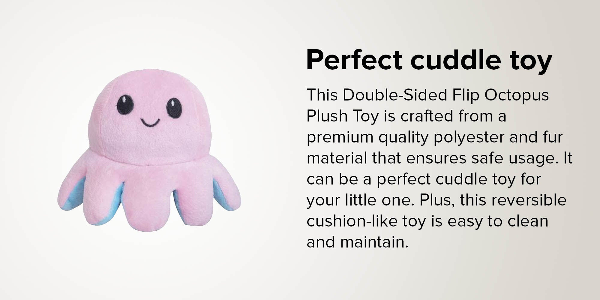 Non-Toxic Soft Double-Sided Flip Octopus Plush Toys With Different Expression On Both Side 20x10x10cm