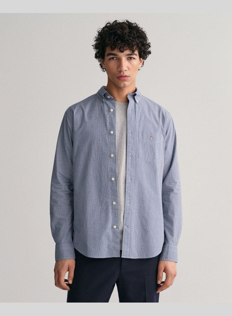 Regular Fit Micro Checked Poplin Shirt