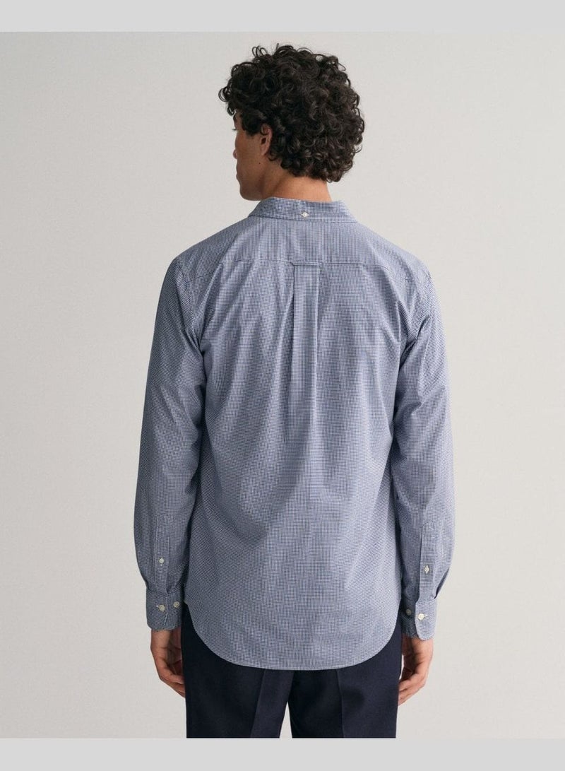 Regular Fit Micro Checked Poplin Shirt