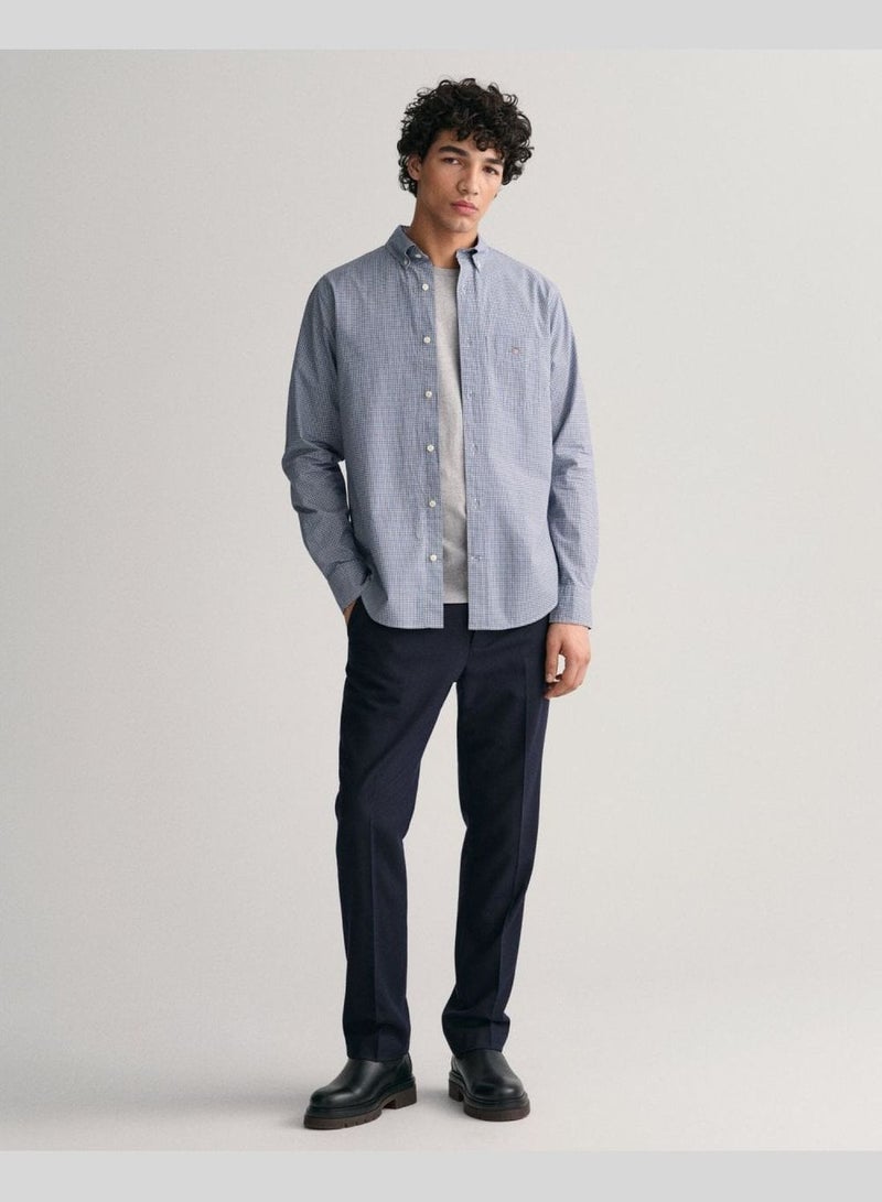 Regular Fit Micro Checked Poplin Shirt