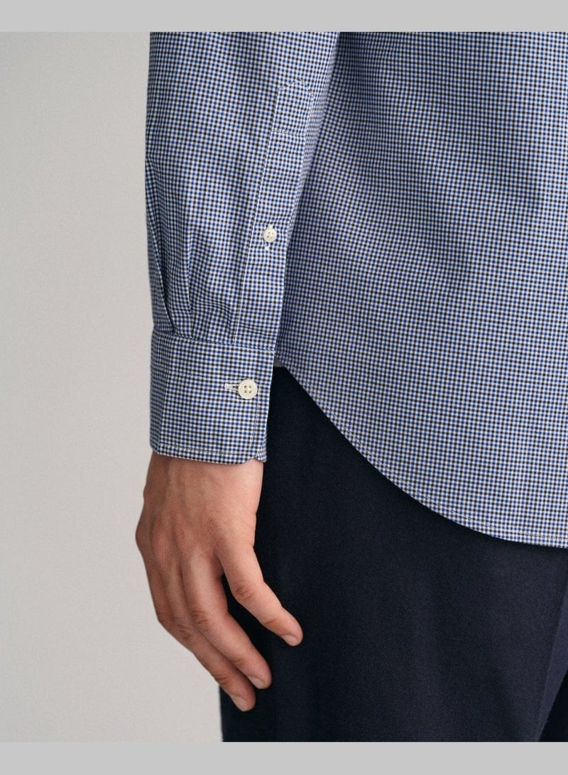 Regular Fit Micro Checked Poplin Shirt