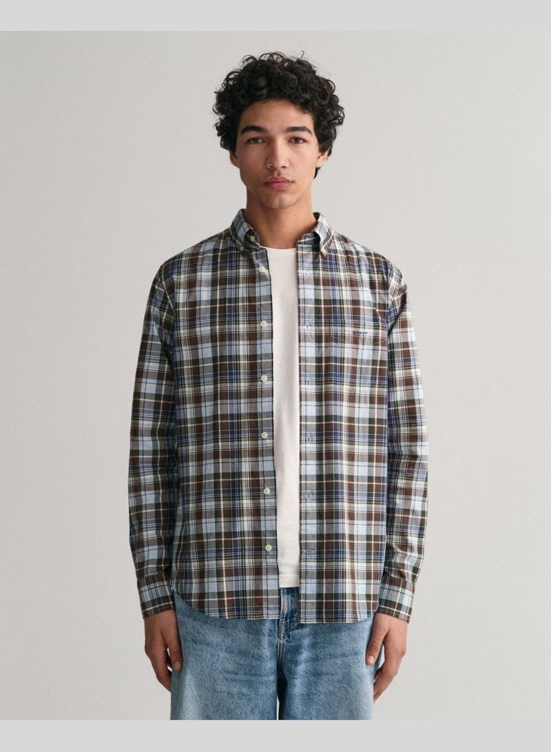 Regular Fit Medium Checked Poplin Shirt