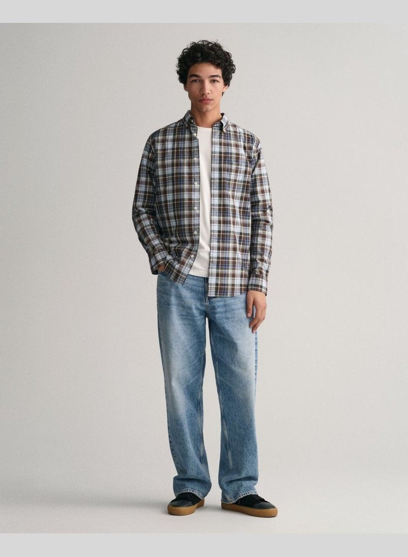 Regular Fit Medium Checked Poplin Shirt