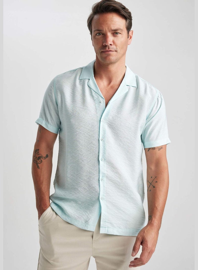 Man Modern Fit Short Sleeve Viscose Shirt