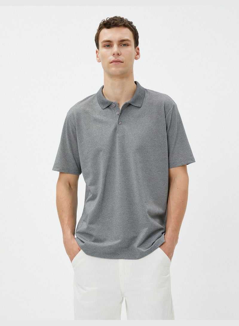 Basic Polo Neck T-Shirt Buttoned Short Sleeve