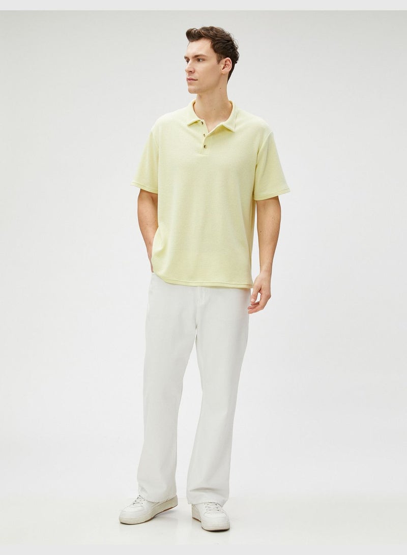 Polo T-Shirt Buttoned Tissued Short Sleeve