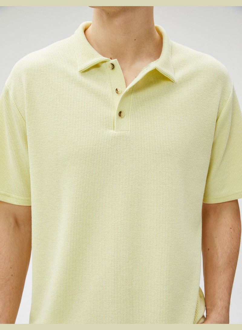 Polo T-Shirt Buttoned Tissued Short Sleeve