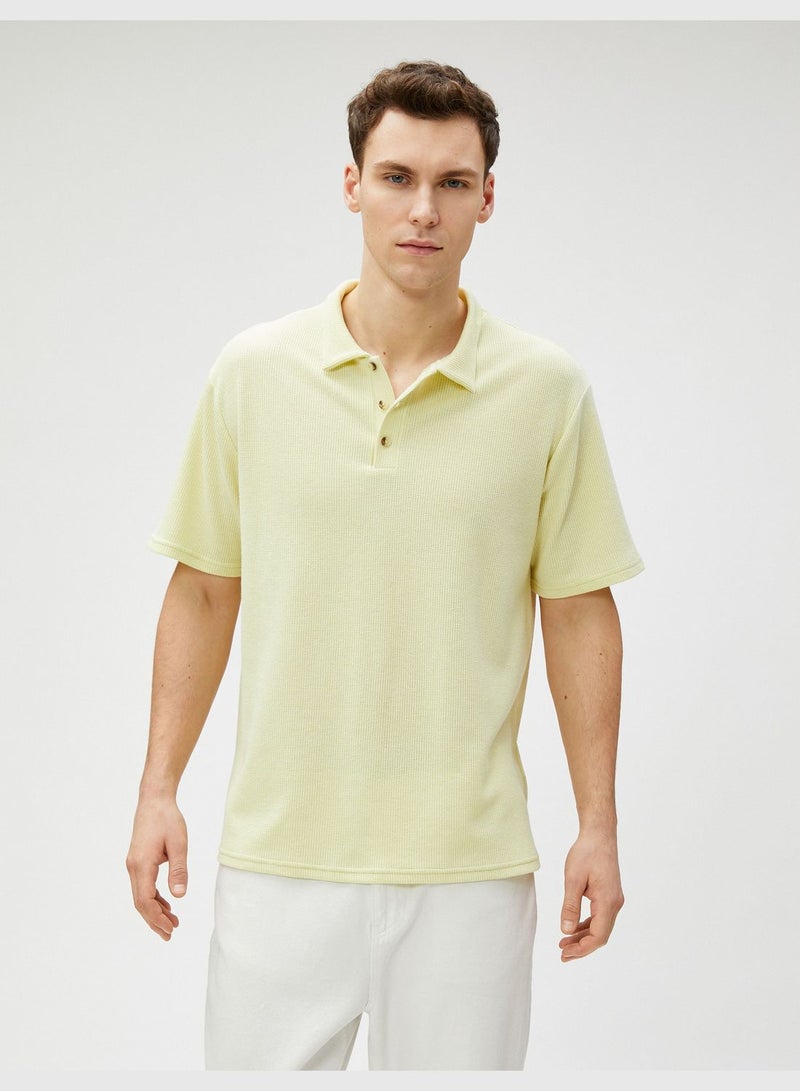 Polo T-Shirt Buttoned Tissued Short Sleeve