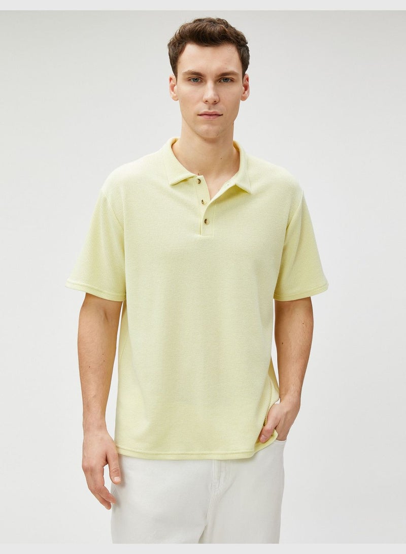 Polo T-Shirt Buttoned Tissued Short Sleeve