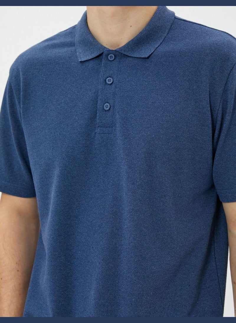 Polo T-Shirt Short Sleeve Button Detail