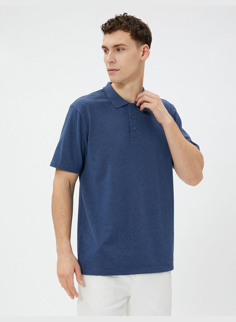 Polo T-Shirt Short Sleeve Button Detail